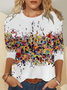 Multicolor Block Crew Neck Loose Casual T-Shirt