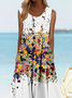 Multicolor Block Crew Neck Loose Vintage Dress With No