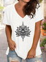Women's Floral Print Casual V-Neck Short Sleeve T-Shirt