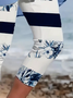 Women's Striped Floral Spring Print Casual Leggings