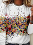 Multicolor Block Crew Neck Loose Casual T-Shirt