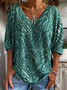 Women's Floral Spring Print Casual V-Neck Long Sleeve T-Shirt