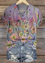 Regular Fit Cotton Floral Casual T-Shirt