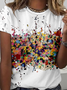 Loose Multicolor Block Crew Neck Casual T-Shirt