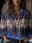 Floral Shirt Collar Casual Loose Shirt