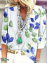 Women's Floral Spring V-Neck Printed Casual Blouse