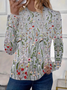 Women's Long Sleeve T-shirt Spring/Fall Gray Floral Printing Jersey Crew Neck Daily Going Out Casual Top