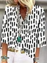 Women's Geometric Spring V-Neck Printed Casual Blouse