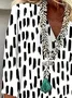 Women's Geometric Spring V-Neck Printed Casual Blouse
