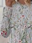 Women's Long Sleeve T-shirt Spring/Fall Gray Floral Printing Jersey Crew Neck Daily Going Out Casual Top