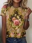 Crew Neck Floral Casual Regular Fit T-Shirt
