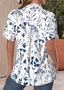 Shawl Collar Loose Simple Floral Shirt