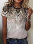 Ethnic Print Short-Sleeved Crew Neck T-shirt