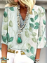 Women's Floral Spring V-Neck Printed Casual Blouse
