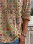 Women's Floral Spring V-Neck Print Casual Long Sleeve T-Shirt
