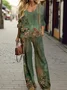 Women's Floral Spring Print Casual Two-Piece Suit