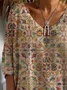 Women's Floral Spring V-Neck Print Casual Long Sleeve T-Shirt