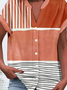 Loose Striped Simple Mock Neck Shirt
