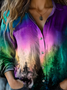 Women's Vintage Art Floral Print Cotton and Linen Long Sleeve Shirt