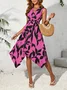 Women's Sleeveless Summer Apricot Floral V Neck Daily Going Out Casual Midi A-Line Flowy Dress Dress
