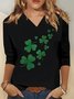 Women's Shamrock St. Patrick's Day Casual Long Sleeve Crew Neck T-Shirt