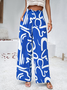 Women's  H-Line Baggy Pants Daily Going Out Pants Navyblue Casual Printing Floral Spring/Fall Pants