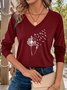 V Neck Casual Dandelion Regular Fit T-Shirt