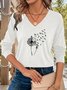 V Neck Casual Dandelion Regular Fit T-Shirt
