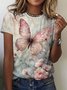 Casual Regular Fit Floral Crew Neck T-Shirt