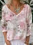 Casual Floral Loose Jersey T-Shirt