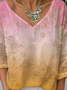 Vintage Jersey Floral V Neck T-Shirt