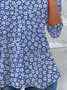 Women's Floral Spring Print Casual Round Neck Tunic Long Sleeve T-Shirt