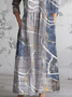 Women's Vintage Floral Art Print Pocket Cotton Dress