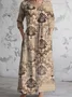 Women's Vintage Floral Art Print Pocket Cotton Dress