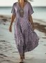 Regular Fit Floral Cotton Vintage Dress With No Belt