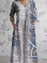 Women's Vintage Floral Art Print Pocket Cotton Dress