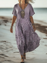 Regular Fit Floral Cotton Vintage Dress With No Belt