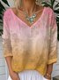 Vintage Jersey Floral V Neck T-Shirt