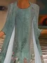 Women's Vintage Floral Print Casual Print Two-Piece Dress