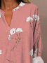 Women's Artistic Floral Print Elegant Casual V Neck Shirt