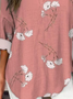 Women's Artistic Floral Print Elegant Casual V Neck Shirt