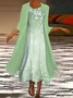 Women's Spring Floral Print Casual Print Two Piece Dress