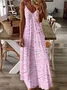 Vintage Loose V Neck Dress With No
