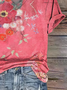 Women's Spring Floral Casual V-Neck Short Sleeve T-Shirt