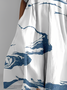 Women's Art Stripe Print Vintage Round Neck Pleated Dress