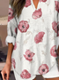 Women's Artistic Floral Print Elegant Casual V Neck Shirt