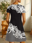 Women's Floral Spring Print Casual V-Neck Short Sleeve Dress
