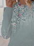 Women's Spring Floral Print Casual Round Neck Long Sleeve T-Shirt
