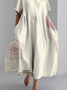 Women's Japanese Art Floral Print Vintage Round Neck Pleated Dress