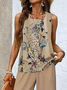 Women's Spring Floral Casual Tank Top Pants Two Piece Suit